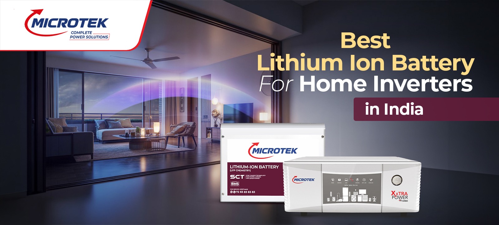 Microtek lithium-ion battery and inverter for home power backup in India.