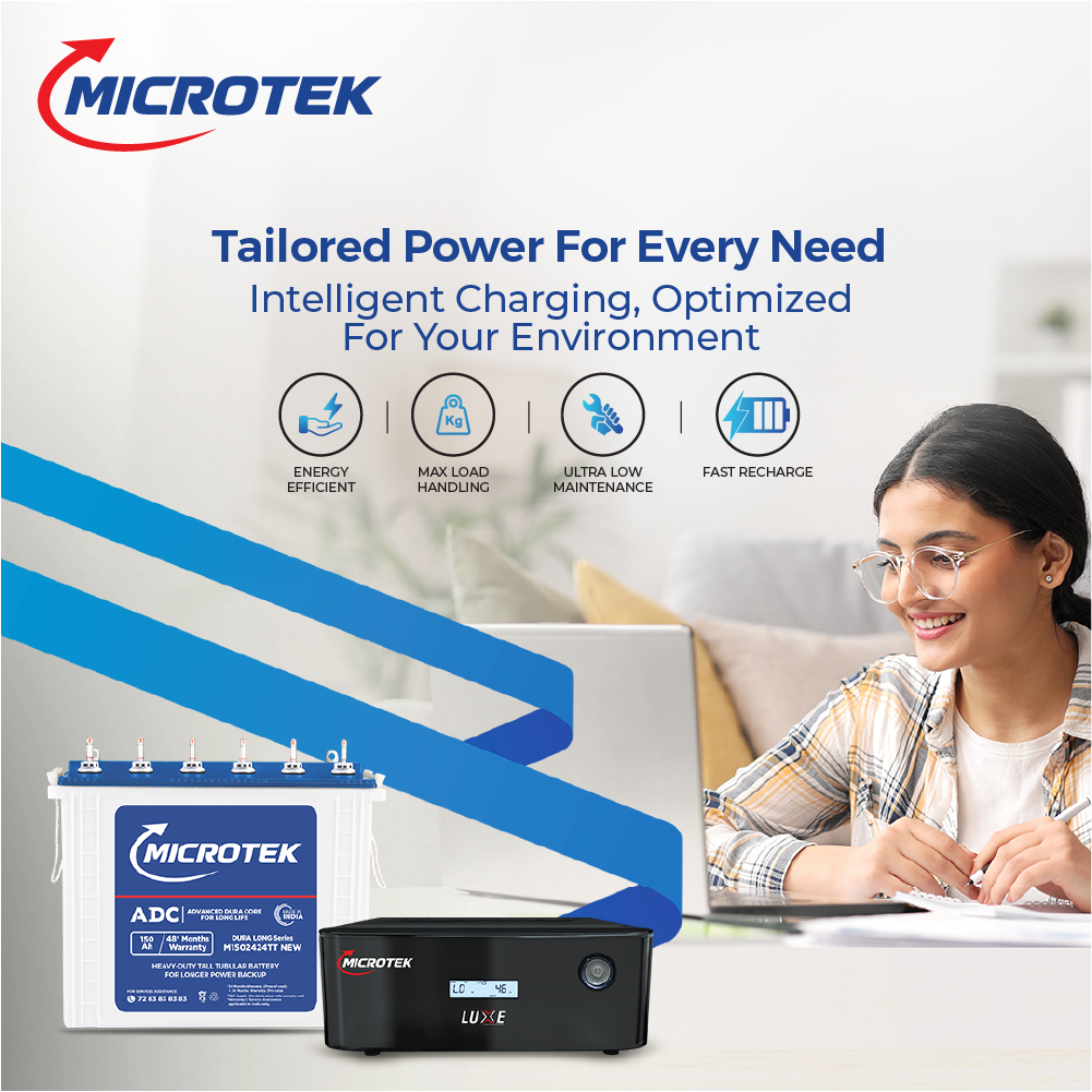 UPS Luxe 1000 12V Pure Sine Wave 800VA + M1502424TT 150Ah Tubular Inverter Battery | Warranty: 36M (Inverter) & 48M (Battery)