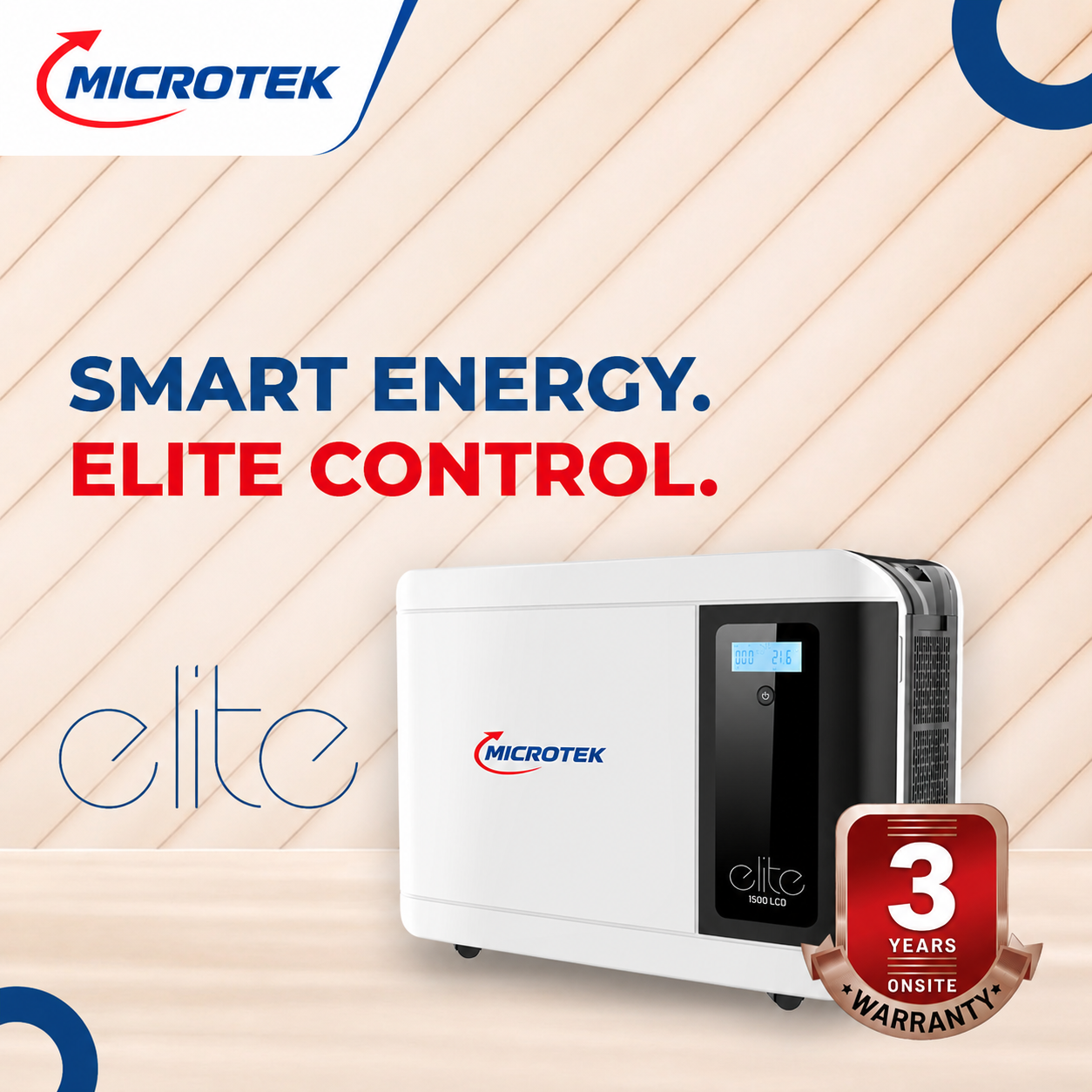 Microtek MTKTV1K5S Elite UPS Inverter- 1500 LCD 12V SW