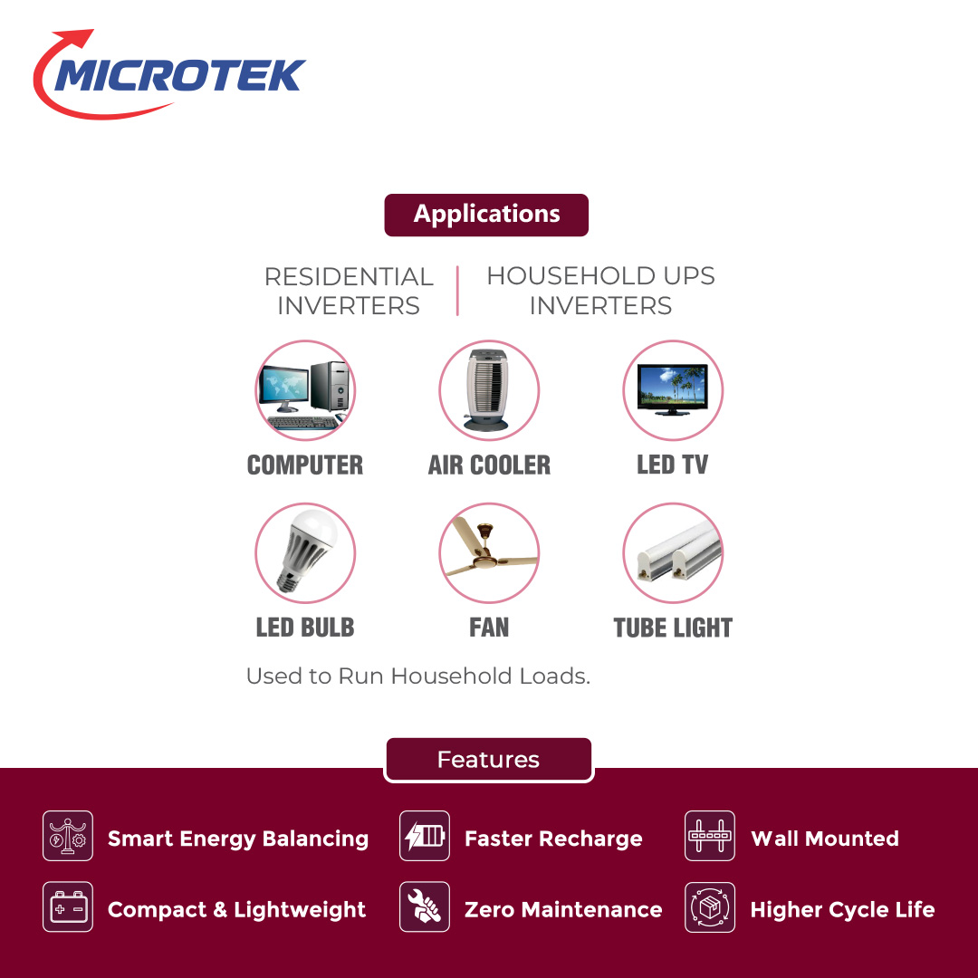 Microtek Lithium Battery 100Ah/25.6V (MLB2560060) – LiFePO4, 2.56kWh, >3500 Cycles