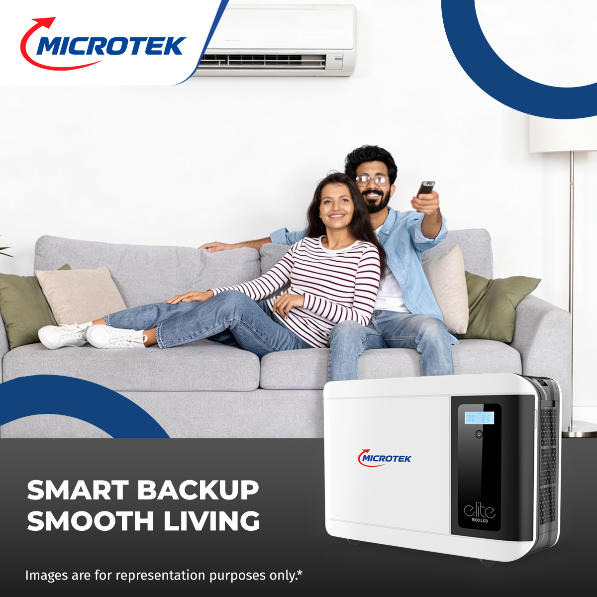 Microtek MTKTV1K5S Elite UPS Inverter- 1500 LCD 12V SW