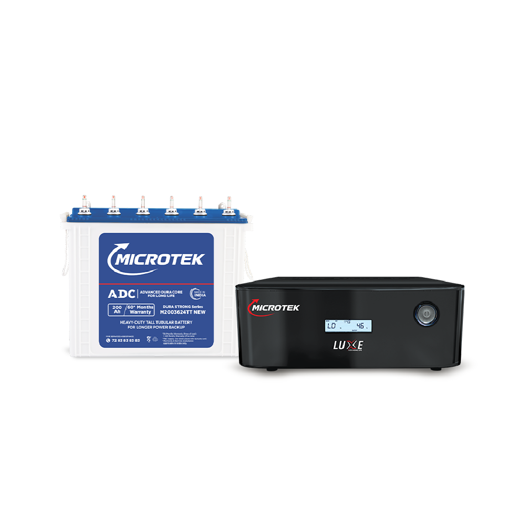 LUXE NEW 1400 (12V – 1100VA/880W) Pure Sine Wave Inverter with M2003624TT 200Ah/12V Battery Combo