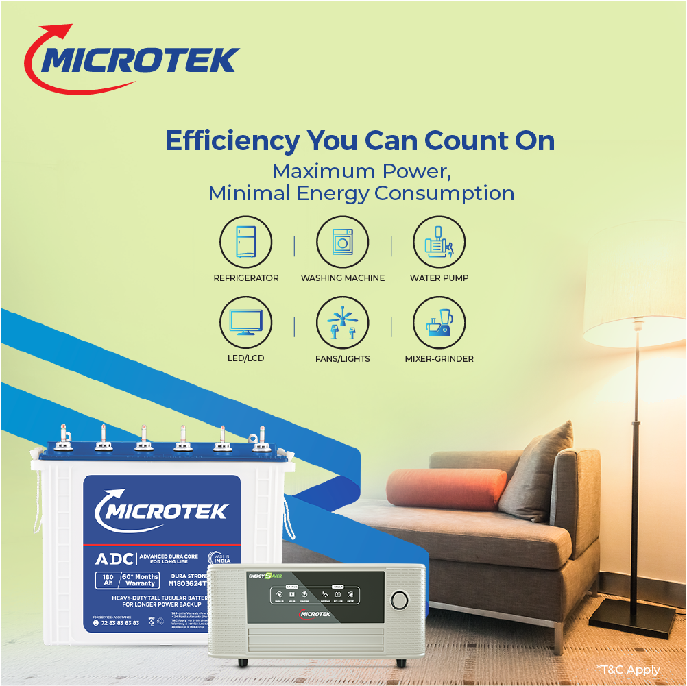 ENERGY SAVER NEW 1225 (12V – 1100VA/880W) Digital Wave Inverter with M1803624TT 180Ah/12V Battery Combo