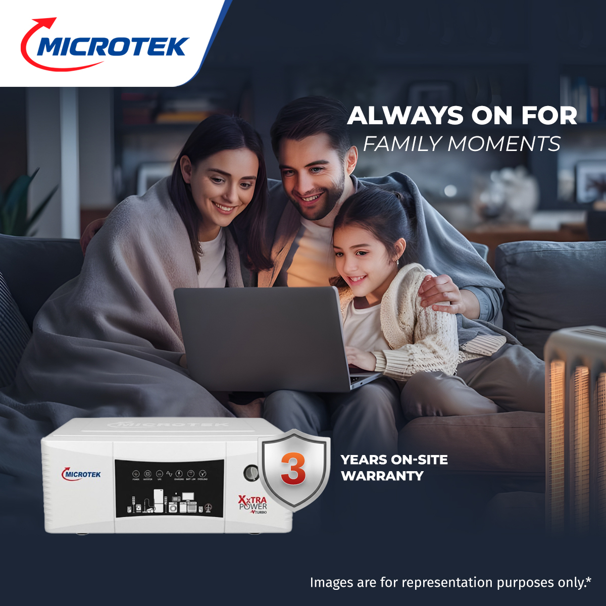 Microtek XXtra Power vTURBO NEW 1600 12V SW Pure Sine Wave Inverter for Home | 1250VA/1000W Power Backup | Supports Single 12V Battery | 3 Years Warranty