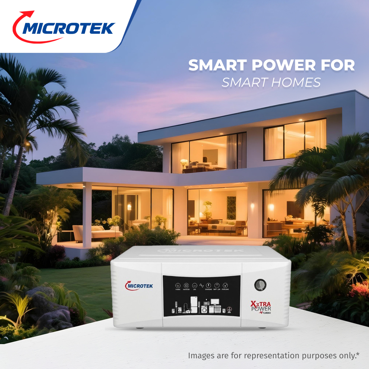 Microtek XXtra Power vTURBO NEW 1600 12V SW Pure Sine Wave Inverter for Home | 1250VA/1000W Power Backup | Supports Single 12V Battery | 3 Years Warranty