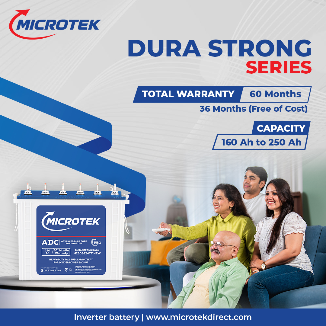 Microtek Dura Strong M2503624TT | 250Ah Tall Tubular Inverter Battery with ADC Technology