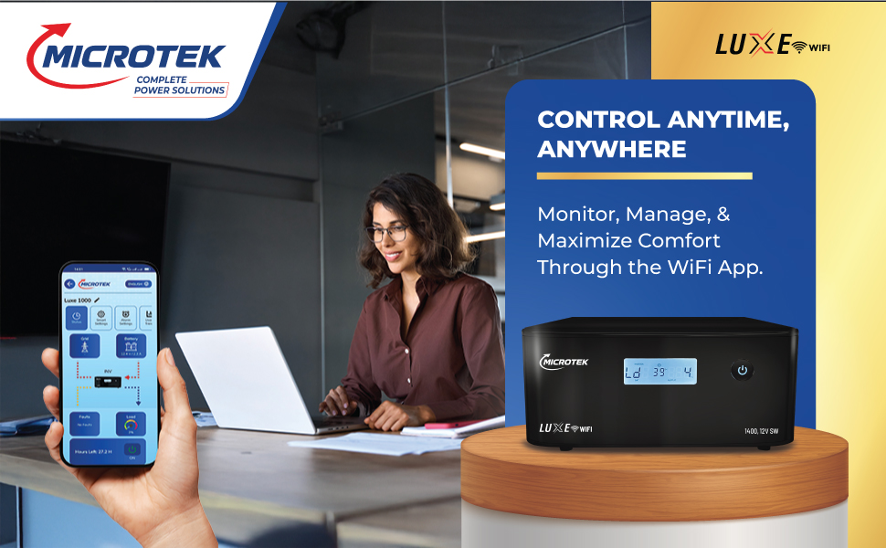 Microtek LUXE WIFI 1400 12V Pure Sine Wave Inverter 1100VA/825Watt