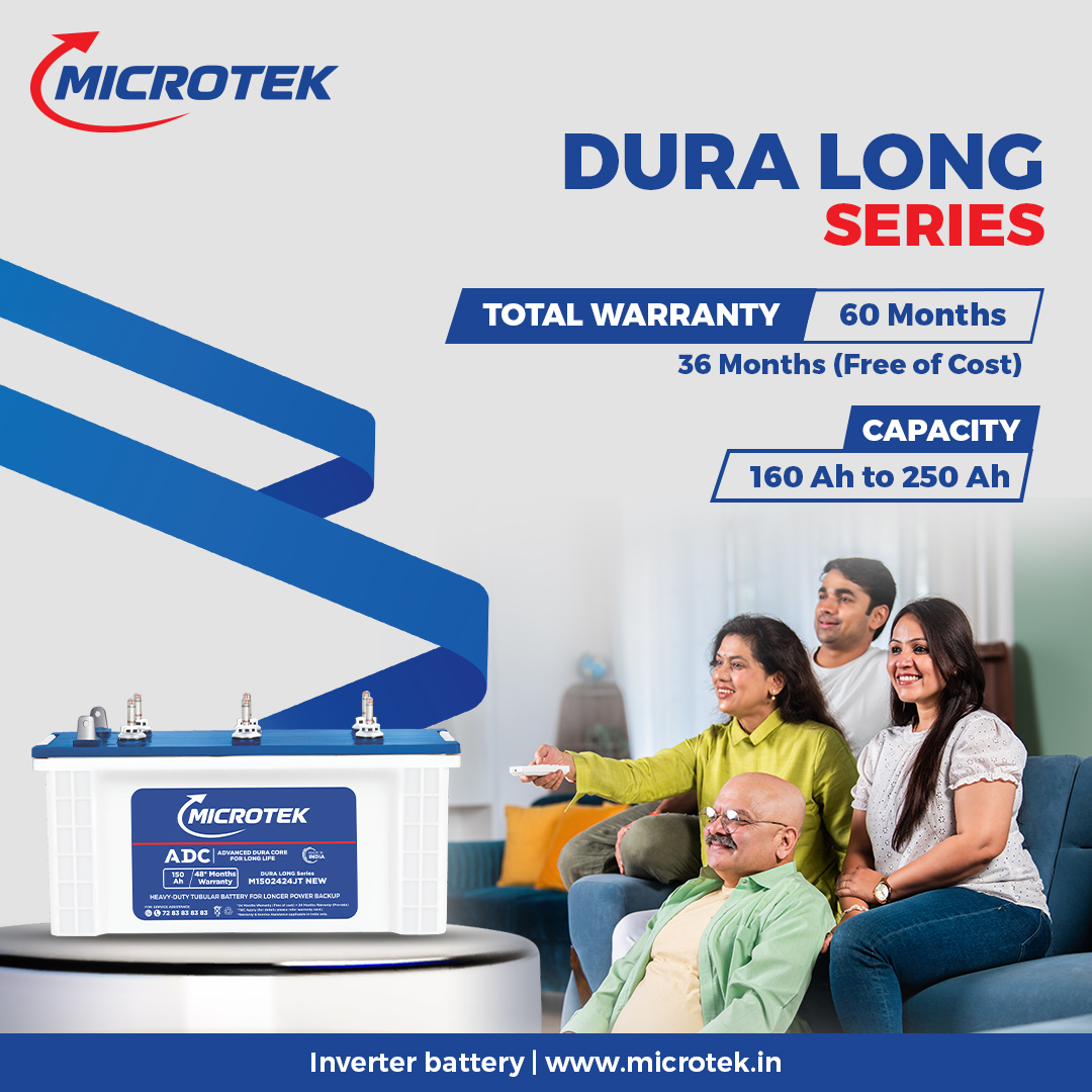 Microtek Dura Long M1502424JT | 150Ah Jumbo Tubular Inverter Battery with ADC Technology