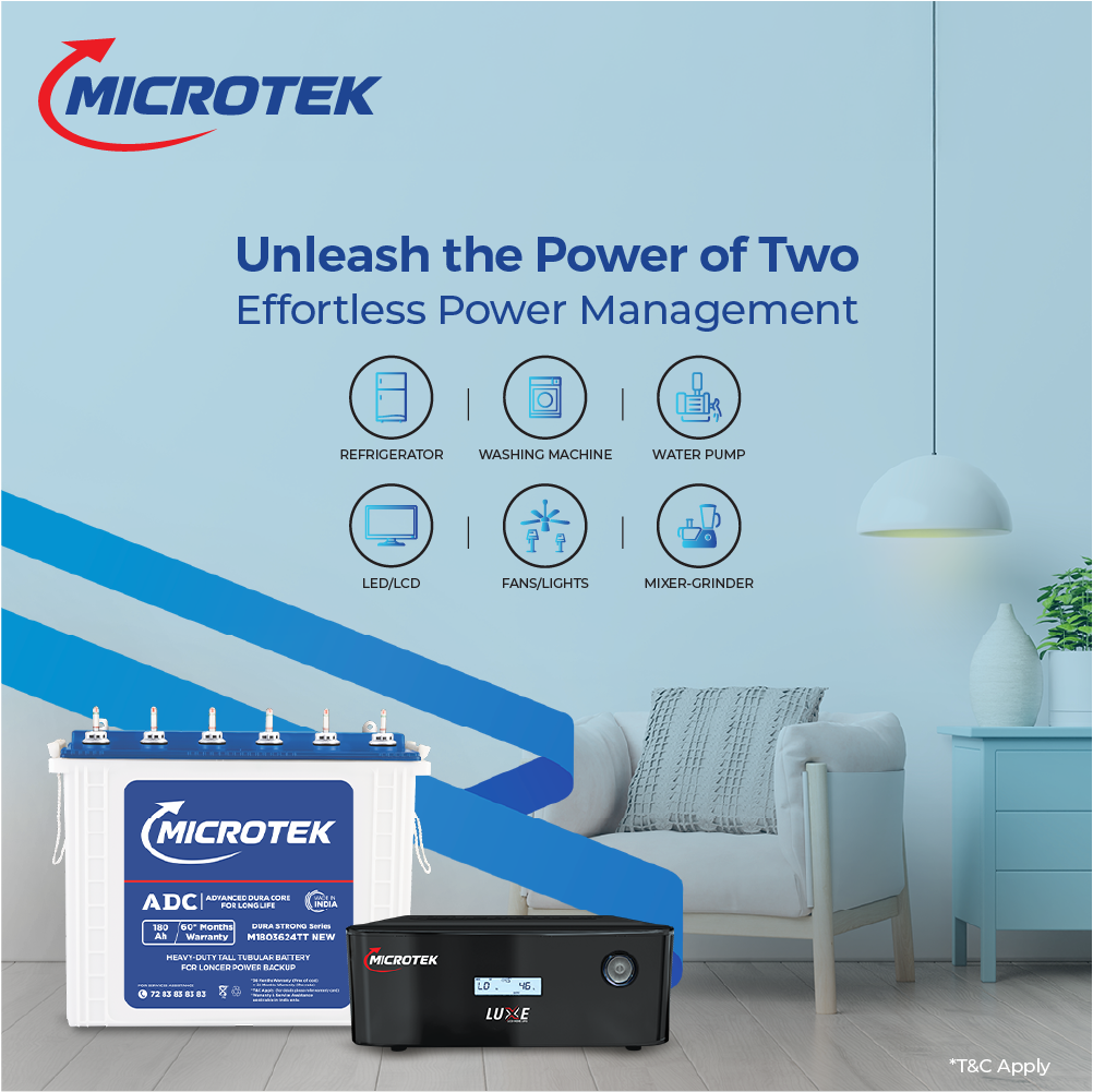 LUXE NEW 1200 (950VA/12V Pure Sine Wave) Inverter with M1803624TT 180Ah/12V Battery Combo