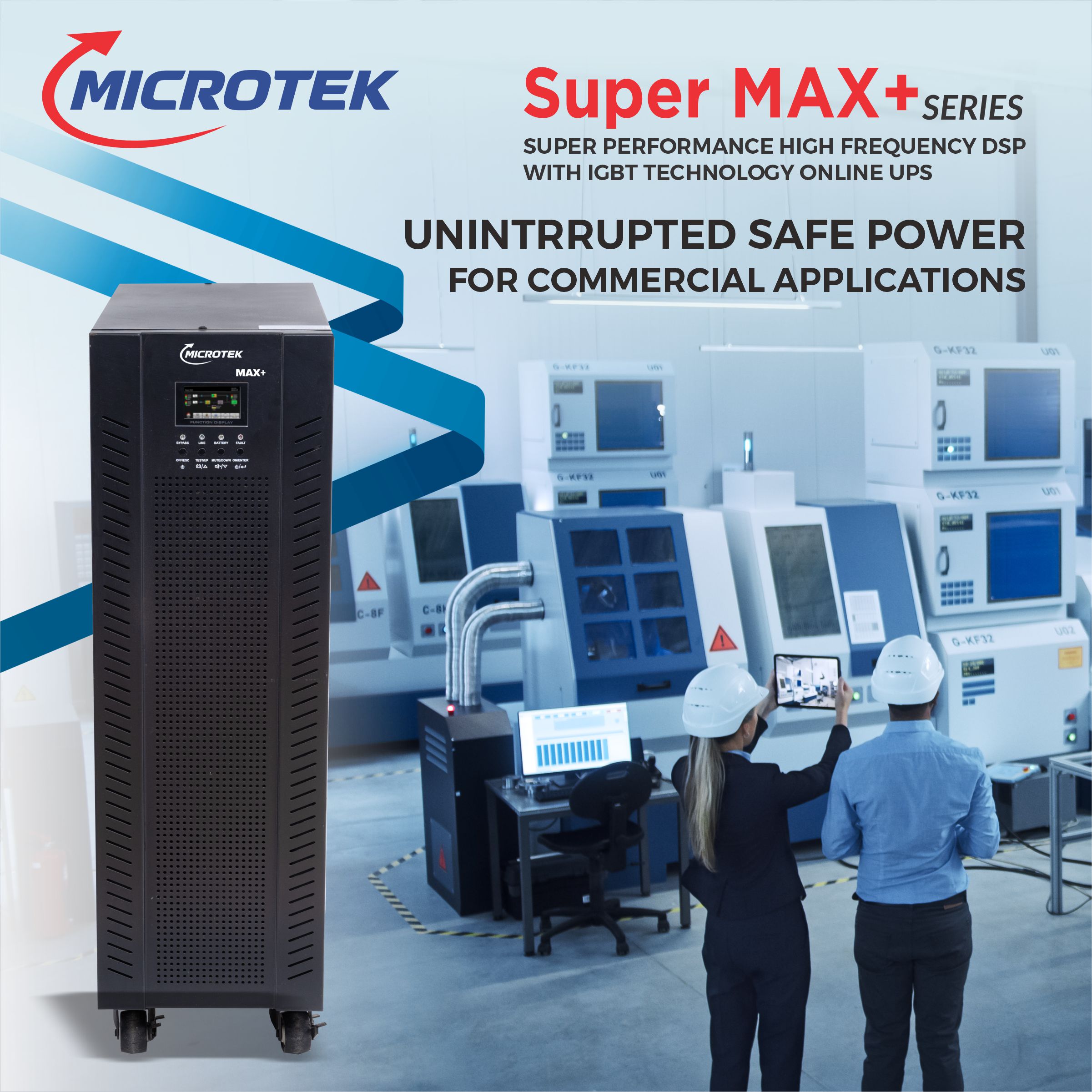 ONLINE UPS 40KVA, 3PH:3PH, ±192V (384V) HF SUPERMAX+ (WITH 4.3 INCHES TOUCH PANEL LCD DISPLAY)