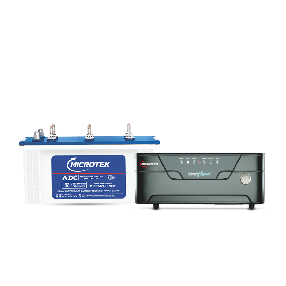 SMART HYBRID NEW 875 (715VA/12V Pure Sine Wave) Inverter with M1502424JT 150Ah/12V Battery Combo