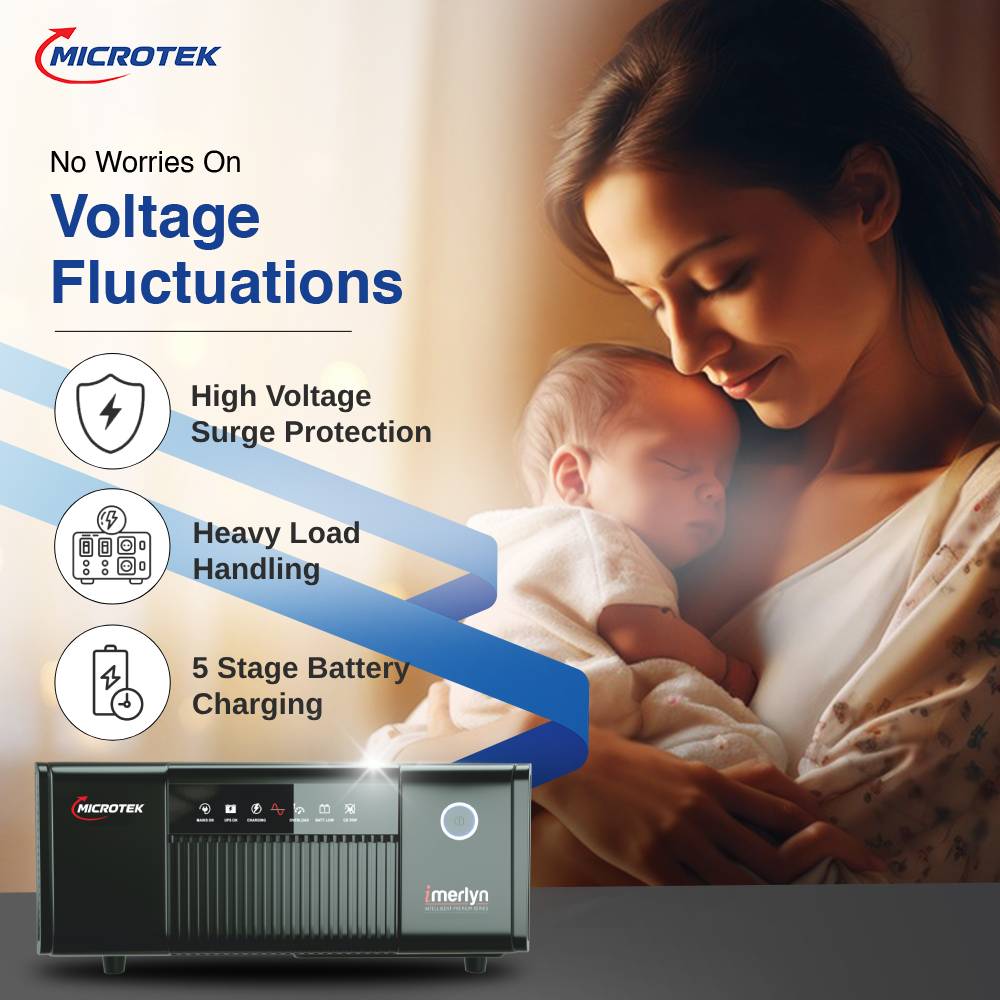 Microtek iMERLYN UPS 1050 (12V) | Advanced Digital Wave Inverter | 900VA/725W UPS for Home